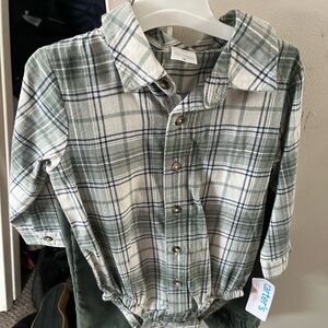 Carter's Green Plaid Kids Shirt